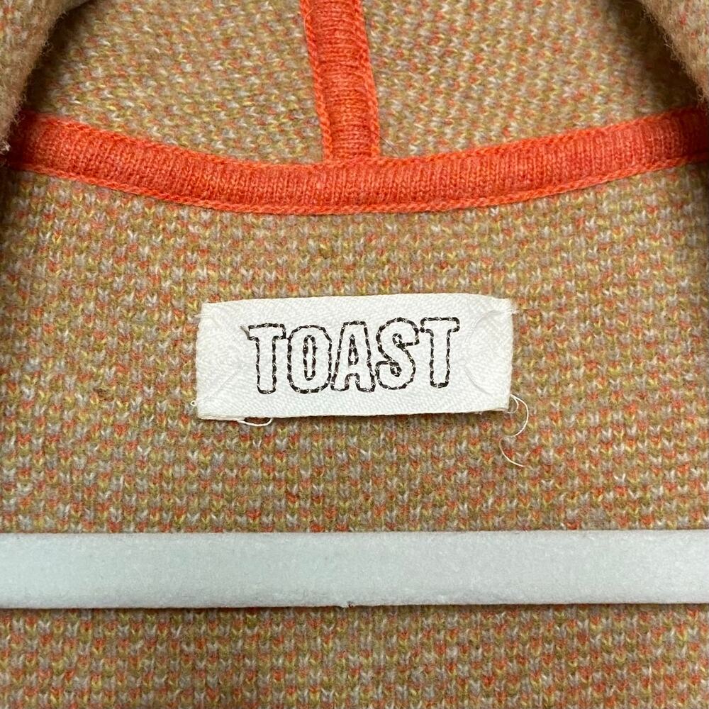Toast Pastel Plaid 100% Geelong Wool Cardigan Coat - Picture 3 of 5